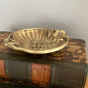 Vintage Brass Ashtray/Trinket Dish: French Floral Design